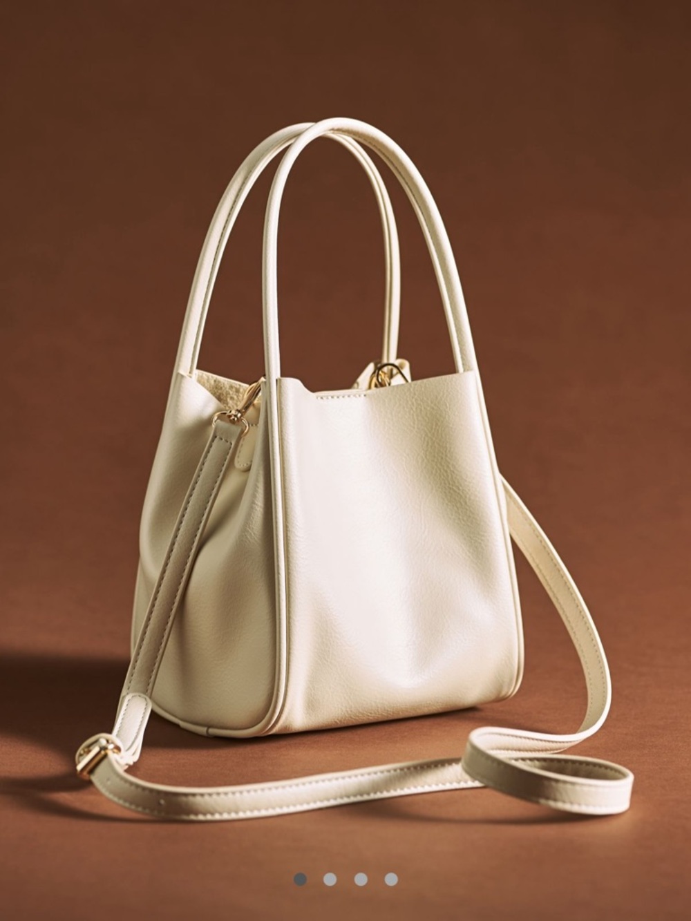 Anthropologie Cream Leather Crossbody Tote